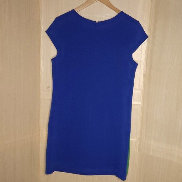 Sharagano Womens Blue Plus Cap Sleeve Color Block Sheath Dress 16 - Picture 2 of 6